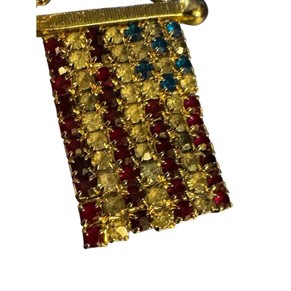 Vintage Rhinestone American Flag Brooch Patriotic USA Pin Costume Jewelry 4th - Picture 9 of 10